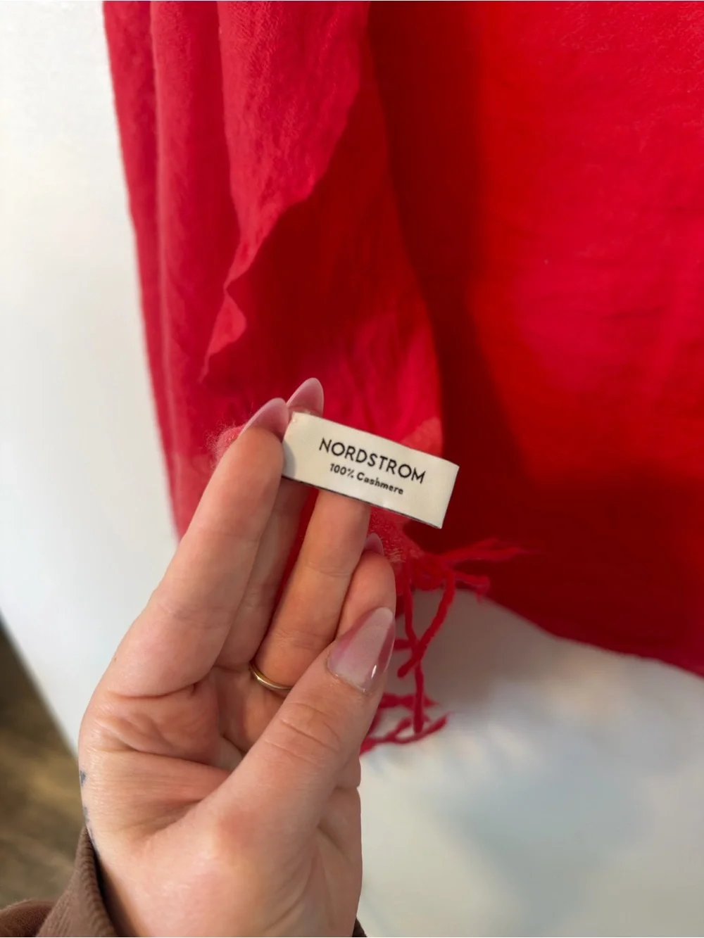 Nordstrom 100% Cashmere Scarf Wrap OS Red Shawl